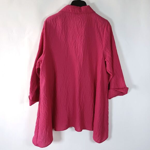 Habitat Clothes to Live In XL Pink Textured Long Sleeve Button Up Casual Top - Picture 6 of 8